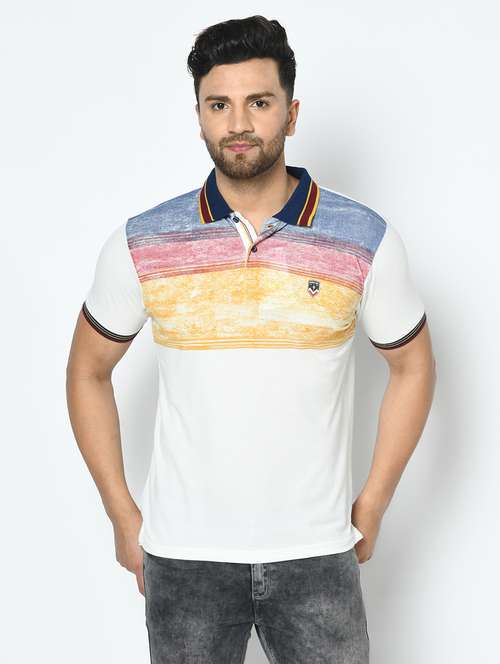white printed polo t-shirt - 17760064 - Standard Image - 0