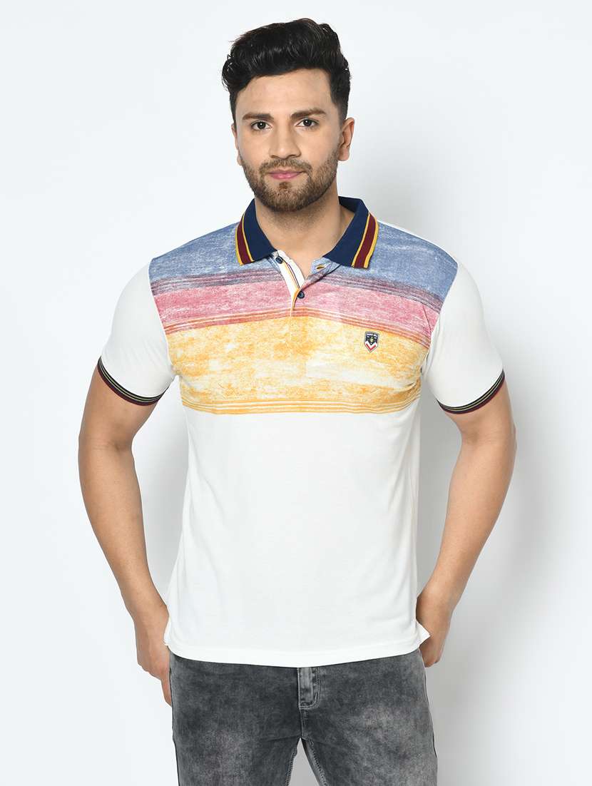 white printed polo t-shirt - 17760064 - Zoom Image - 0