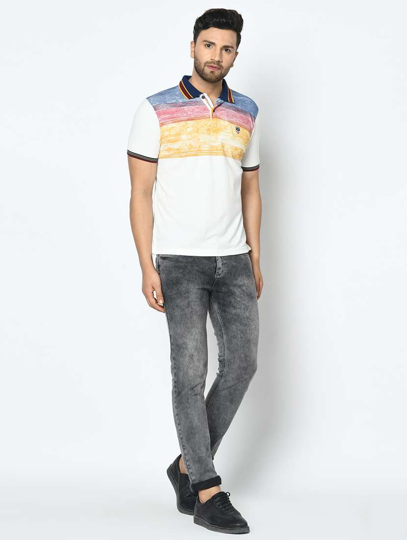 white printed polo t-shirt - 17760064 - Standard Image - 3