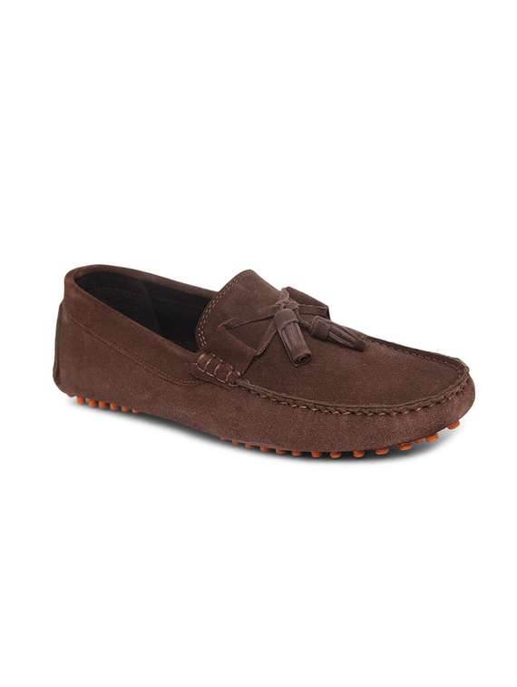 brown leather slip on loafers