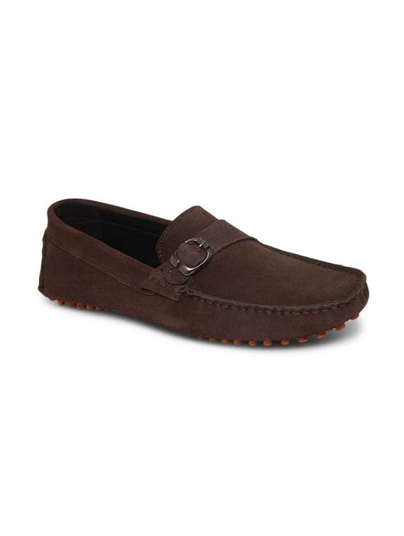 brown leather slip on loafers