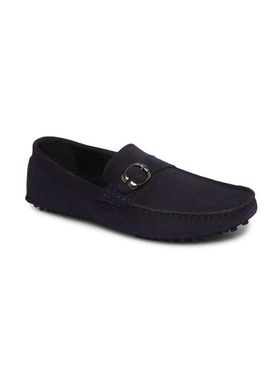 blue leather slip on loafers