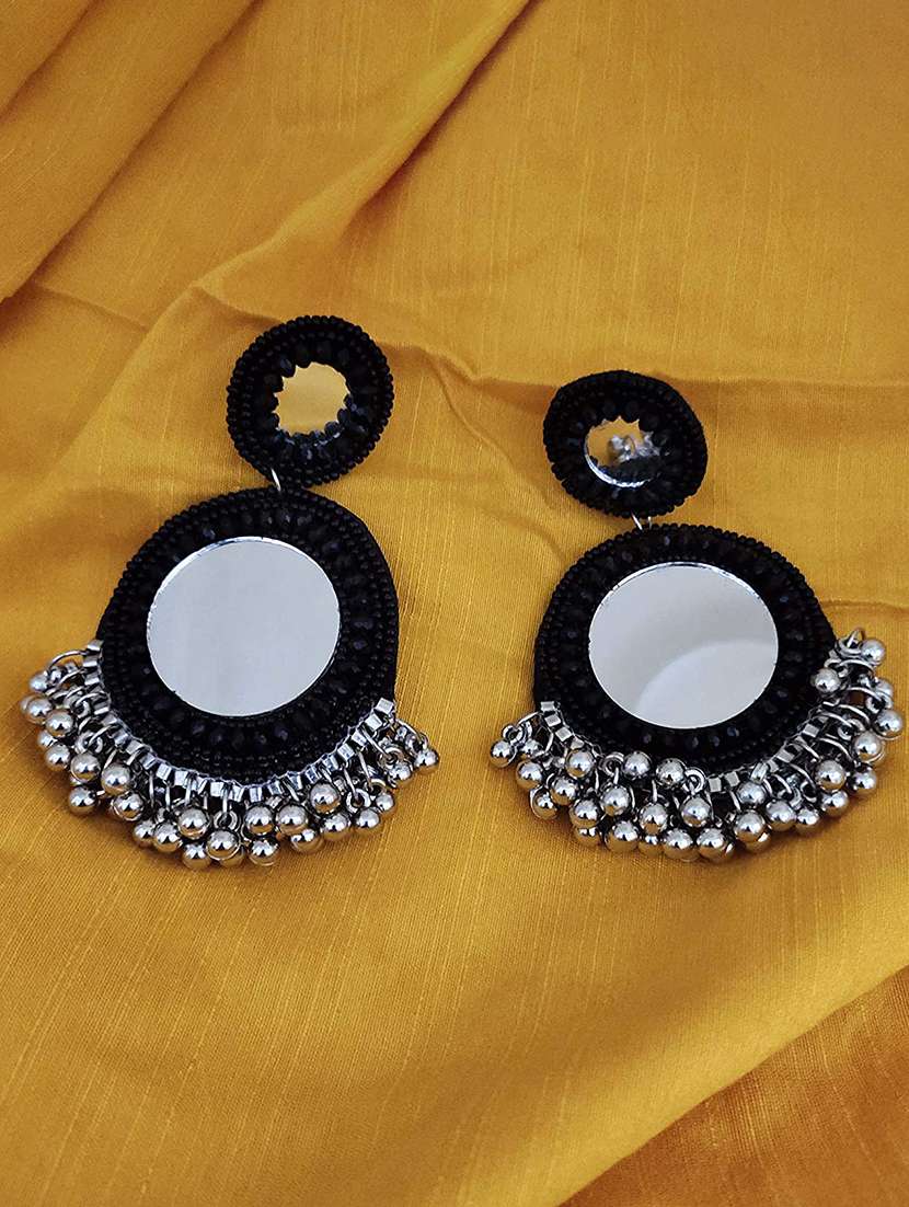 Black Cotton Blend Drop Earring