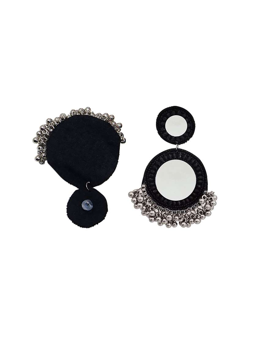 Black Cotton Blend Drop Earring