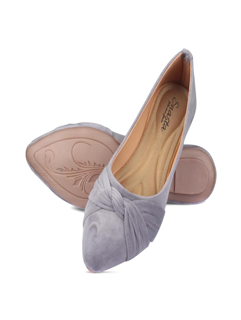 grey satin slip on ballerina - 17760528 - Standard Image - 3