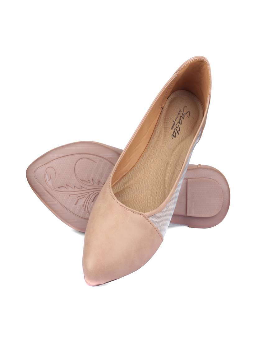 beige synthetic slip on ballerina - 17760530 -  Standard Image - 3