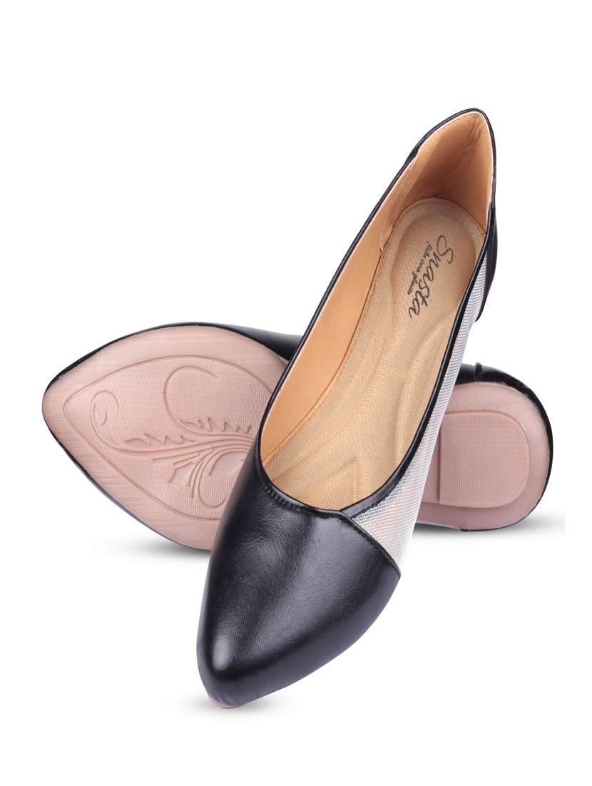 black synthetic slip on ballerina - 17760531 -  Standard Image - 3