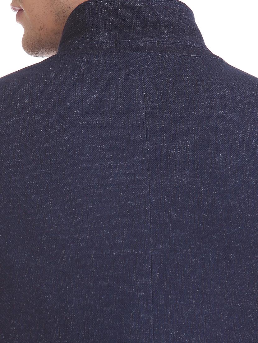 navy blue solid single breasted formal blazer - 17761190 - Standard Image - 5