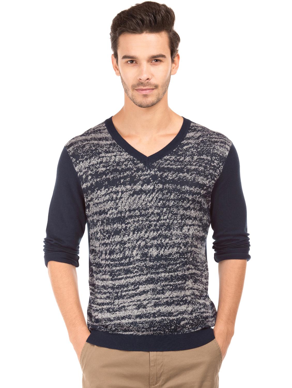 blue self design pullover - 17761436 - Zoom Image - 0