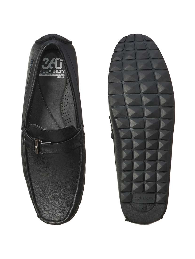 black synthetic slip on loafers - 17762222 -  Standard Image - 3