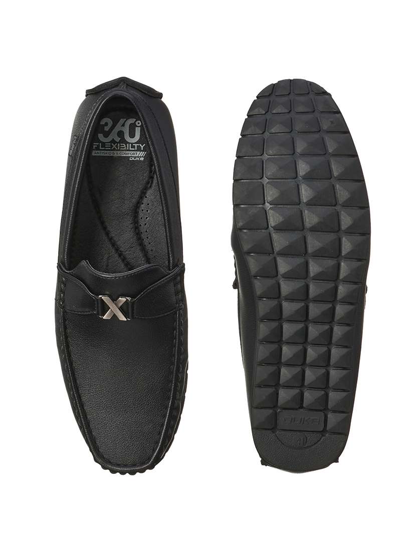 black synthetic slip on loafers - 17762229 -  Standard Image - 3