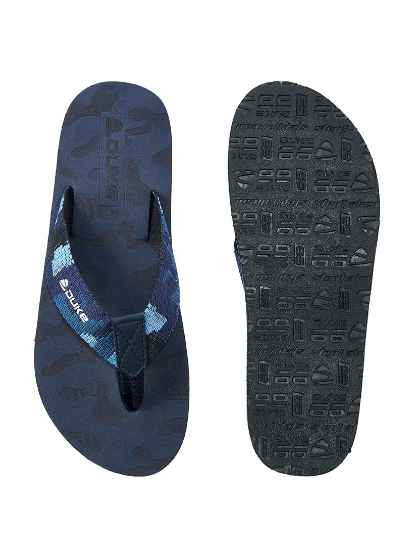 navy fabric slip on flip flops - 17762271 - Standard Image - 3
