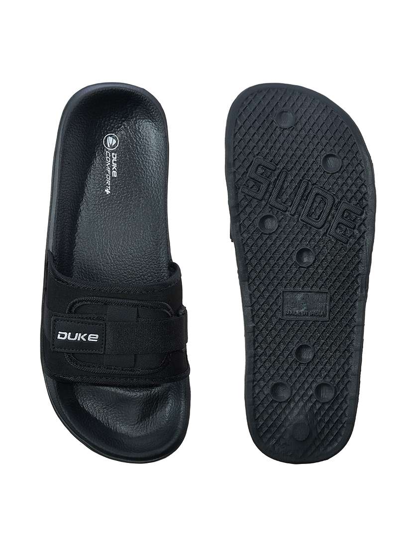black fabric slip on flip flops - 17762275 -  Standard Image - 3
