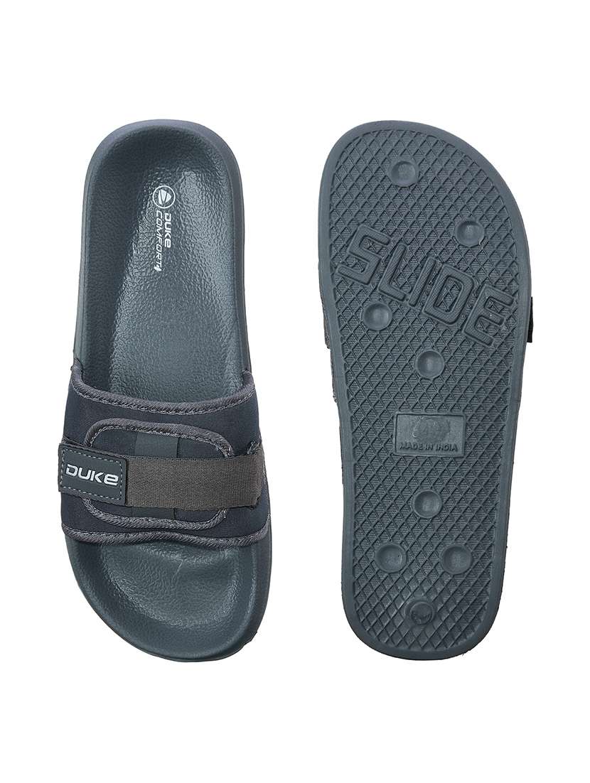 grey fabric slip on flip flops - 17762276 -  Standard Image - 3