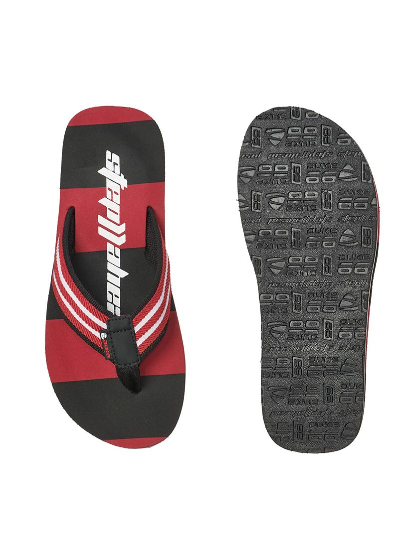 red fabric slip on flip flops - 17762279 - Standard Image - 3