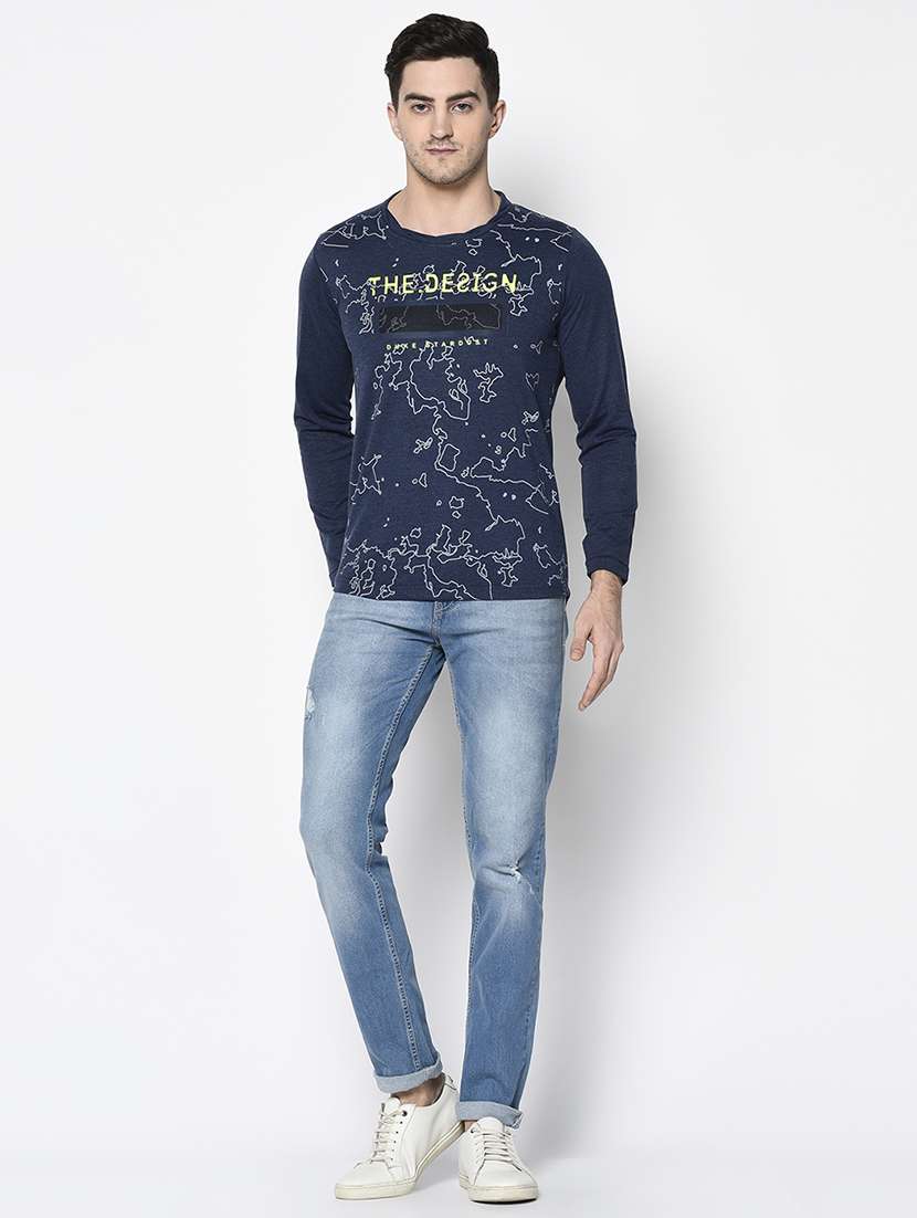 navy blue printed t-shirt - 17762457 -  Standard Image - 3