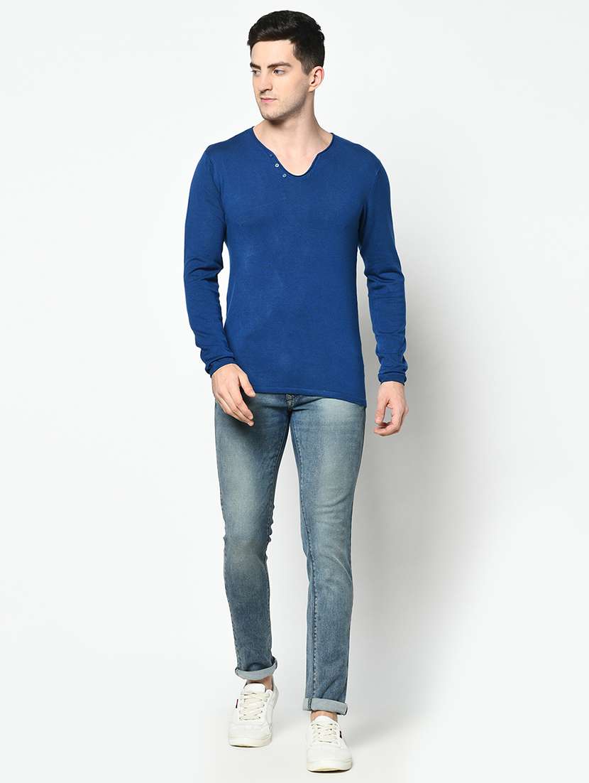 blue solid t-shirt - 17762481 - Standard Image - 3