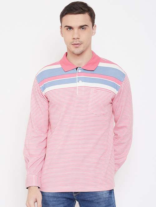 pink striped polo t-shirt - 17762485 - Standard Image - 0