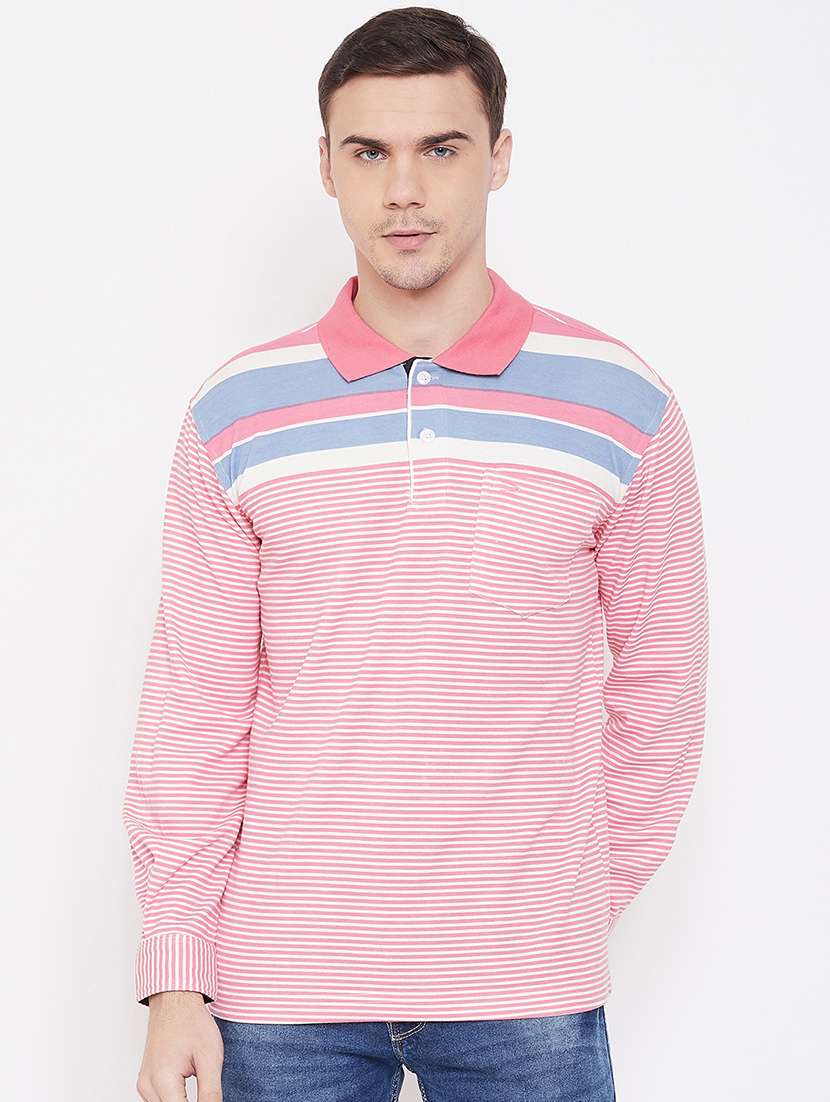 pink striped polo t-shirt - 17762485 - Zoom Image - 0