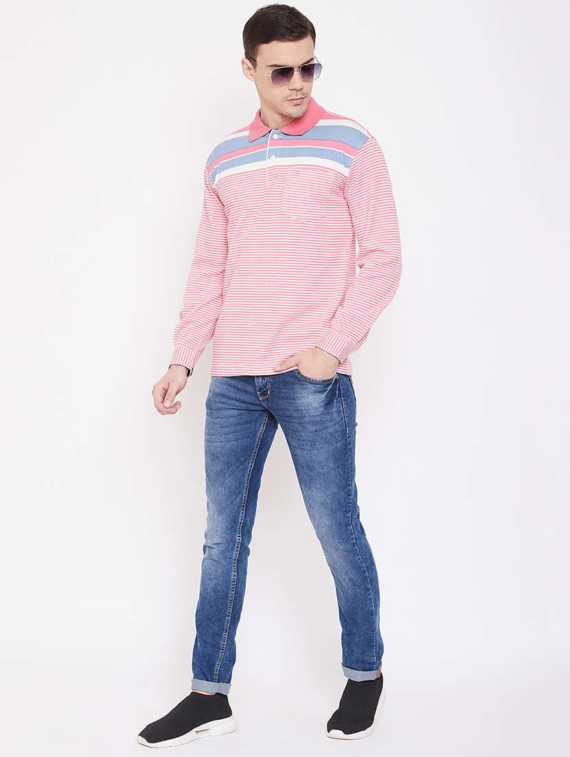 pink striped polo t-shirt - 17762485 - Standard Image - 3