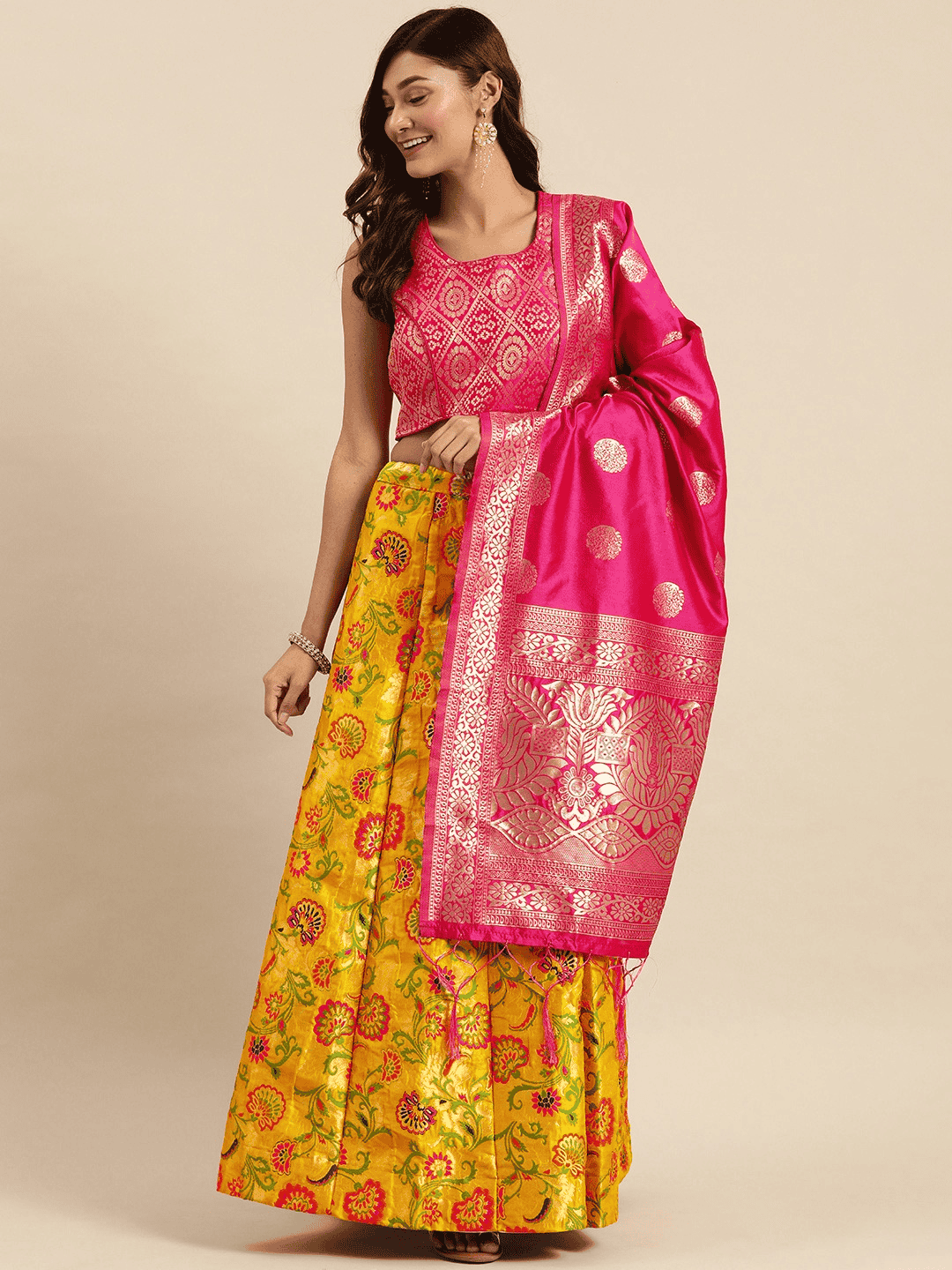 lahengha with padded blouse and zari - 17763113 - Zoom Image - 0