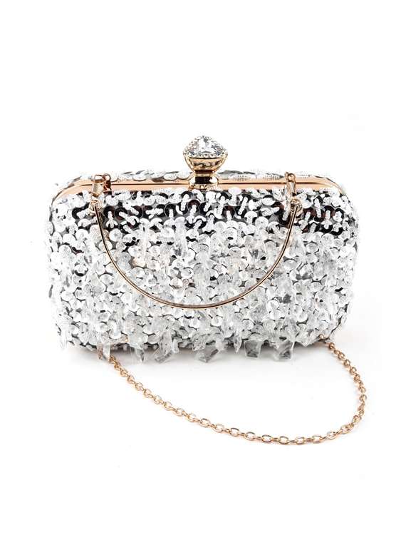 silver metal regular clutch