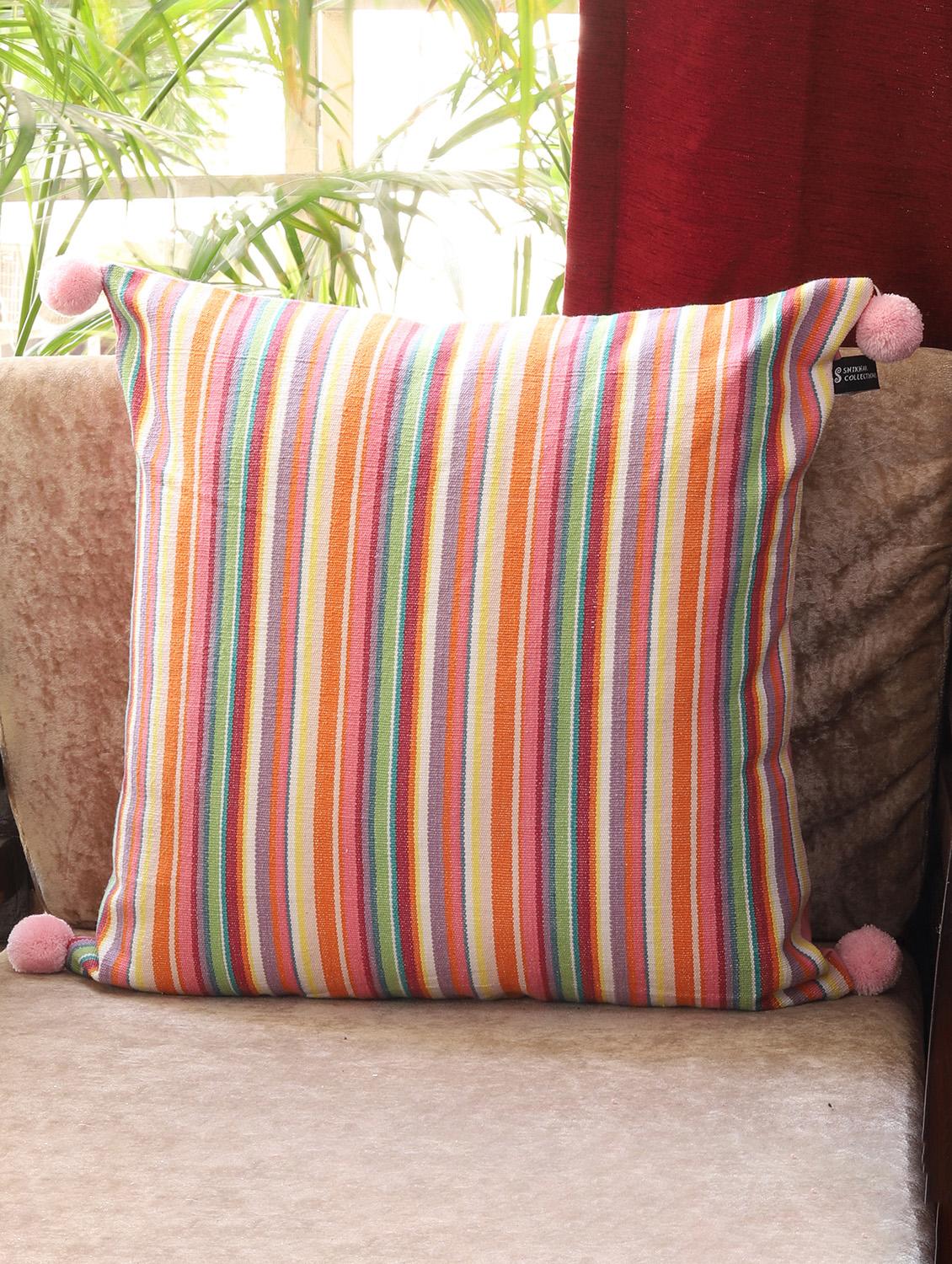 ambbi collections multicolour 100 % cotton 16x16 inch cushion cover, set of 1 - 17764671 - Zoom Image - 0