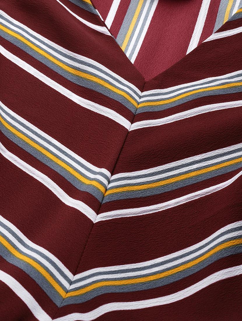 v-neck striped a-line dress - 17764989 - Standard Image - 3