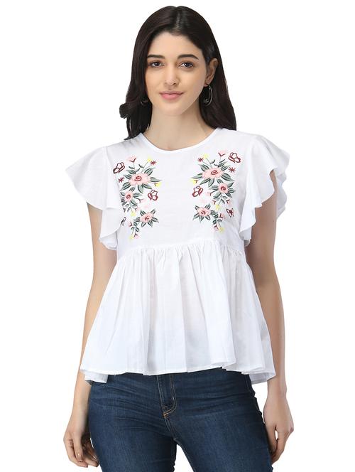 embroidered detail peplum  top  - 17765070 -  Standard Image - 0