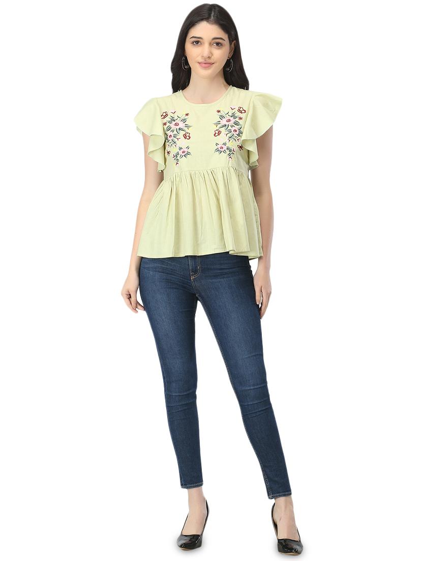 embroidered detail peplum top - 17765072 - Standard Image - 3