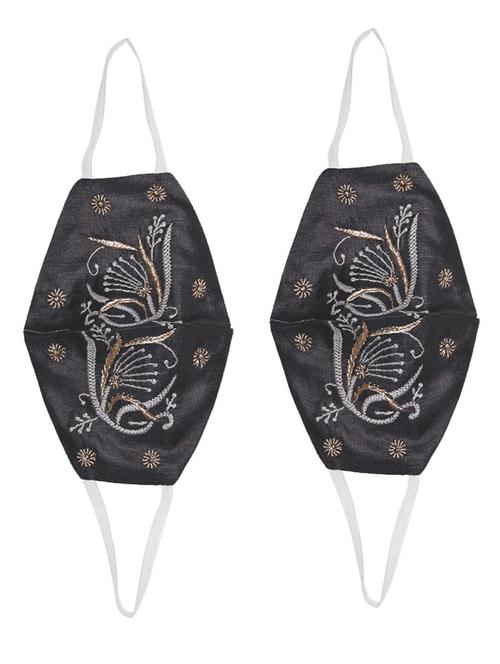 ada hand-embroidered black chikankari face mask - 17765294 - Standard Image - 0