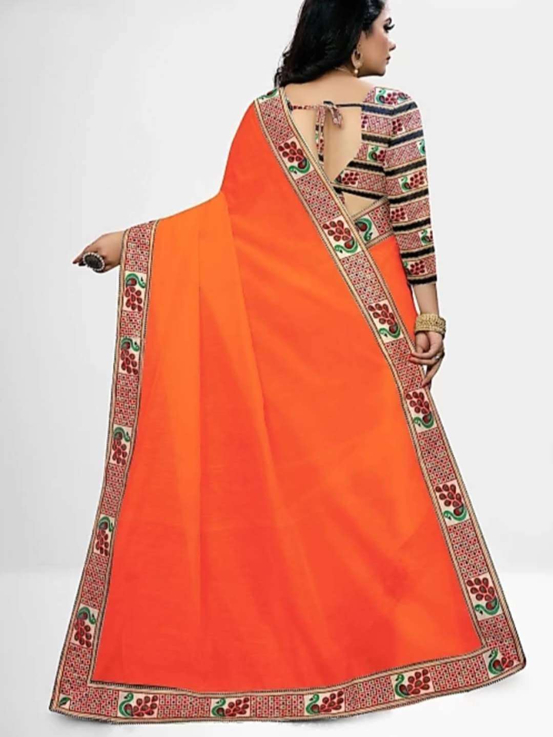 saree fabric: chanderi cotton blouse: separate - 17765376 - Standard Image - 3