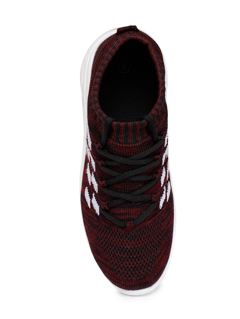 maroon fabric slip on sports shoes - 17765481 - Standard Image - 3