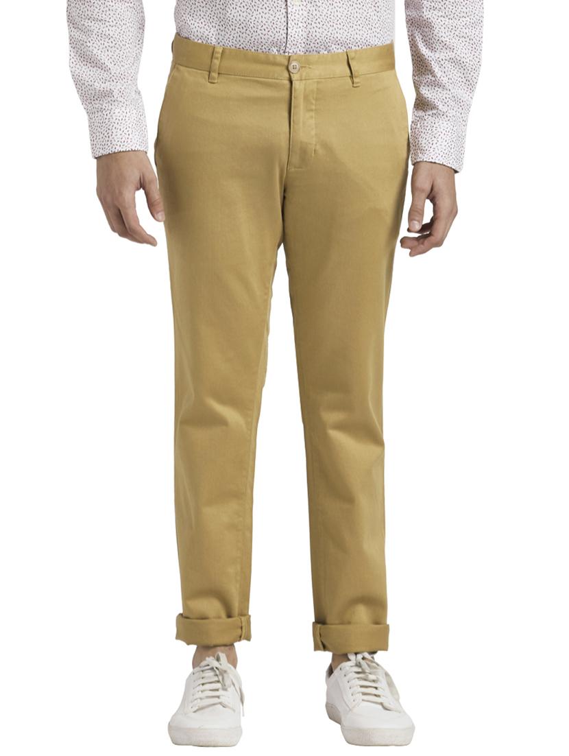 brown solid flat front casual trouser - 17766344 - Zoom Image - 0