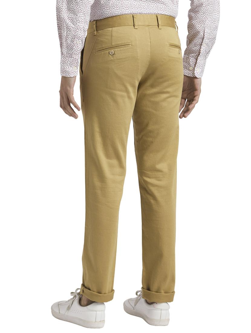 brown solid flat front casual trouser - 17766344 - Standard Image - 3