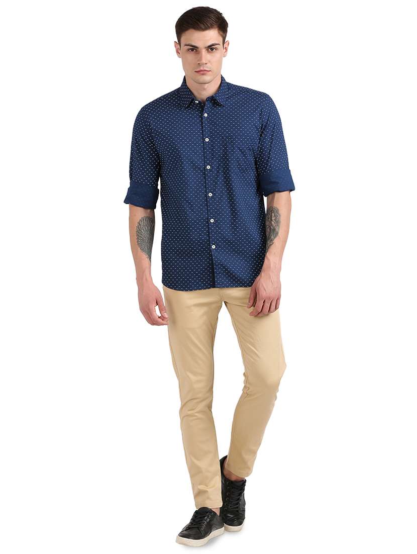 navy blue printed casual shirt - 17768334 - Standard Image - 3