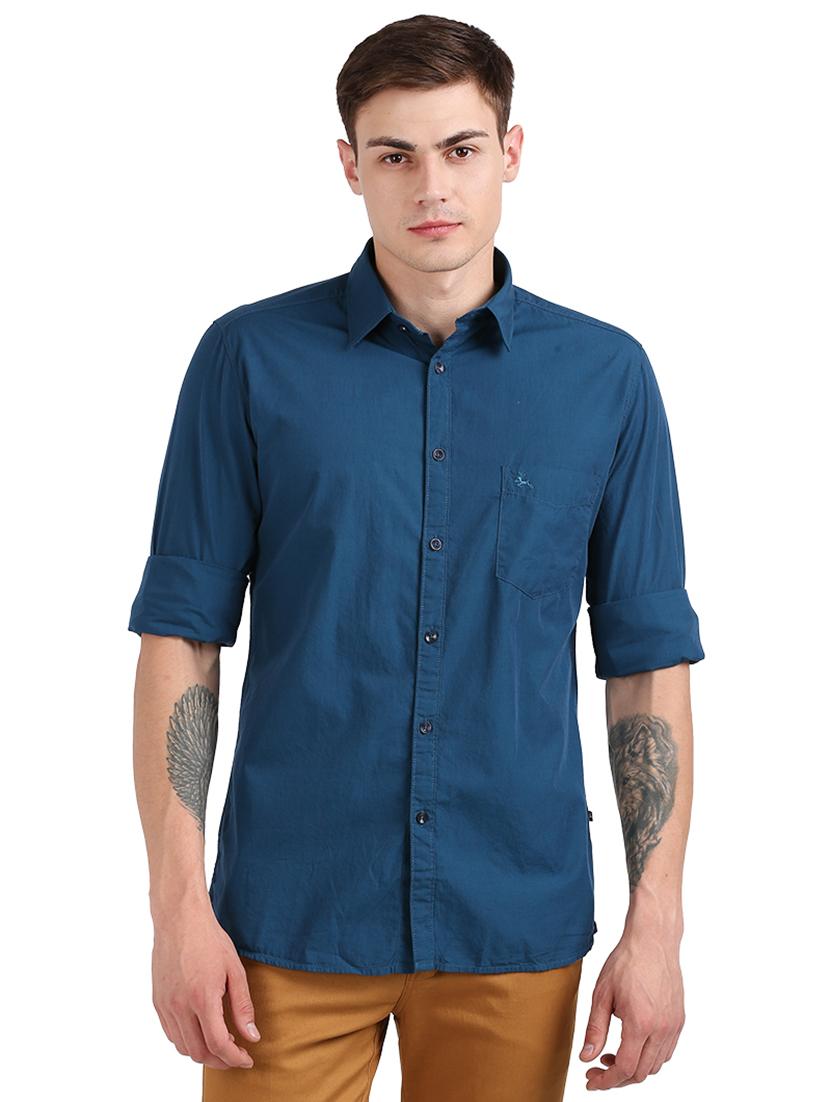 teal solid casual shirt - 17768364 - Zoom Image - 0