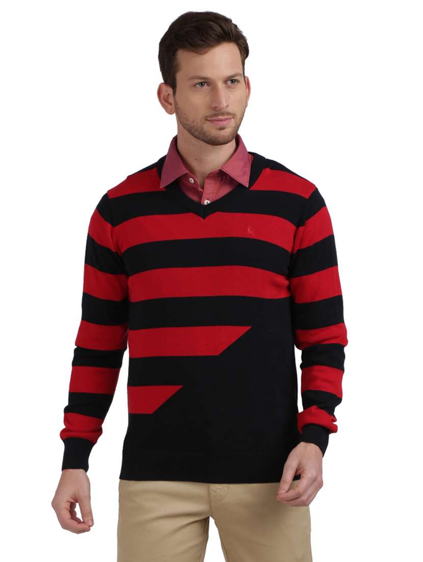 navy blue color block pullover