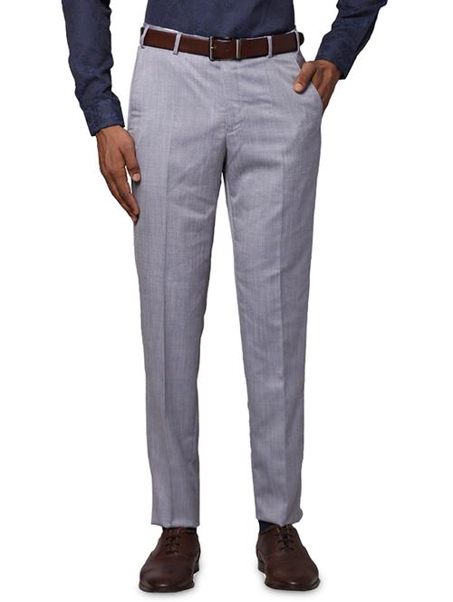 grey textured flat front formal trouser - 17768953 - Standard Image - 0