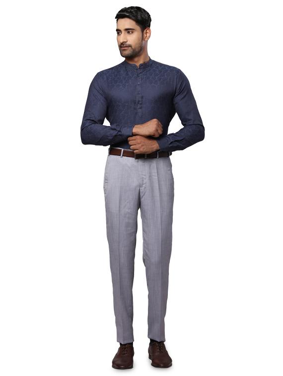 grey textured flat front formal trouser - 17768953 - Standard Image - 3