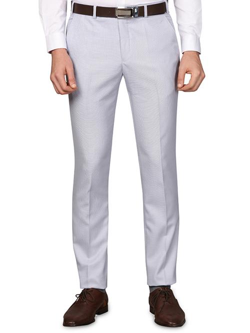 grey checkered flat front formal trouser - 17768954 - Standard Image - 0