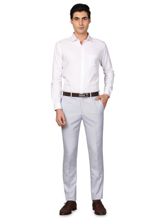 grey checkered flat front formal trouser - 17768954 - Standard Image - 3