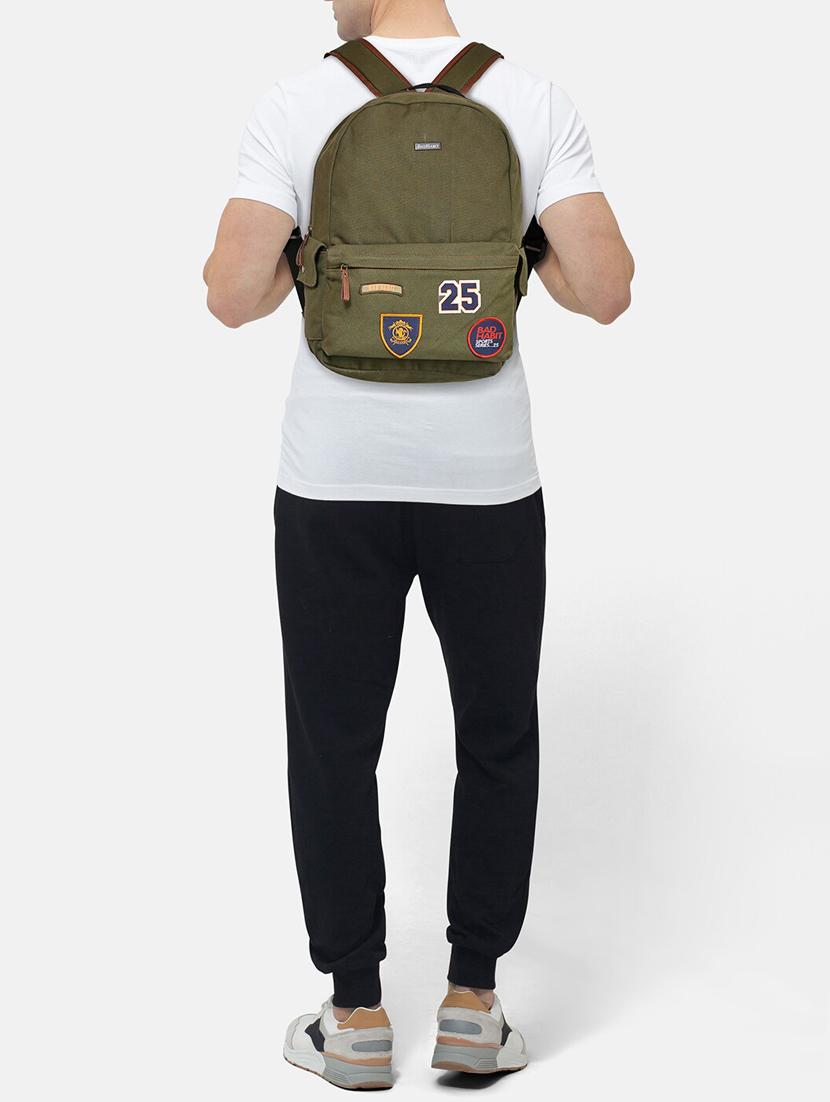olive green cotton polyester blend backpack - 17769857 - Standard Image - 5