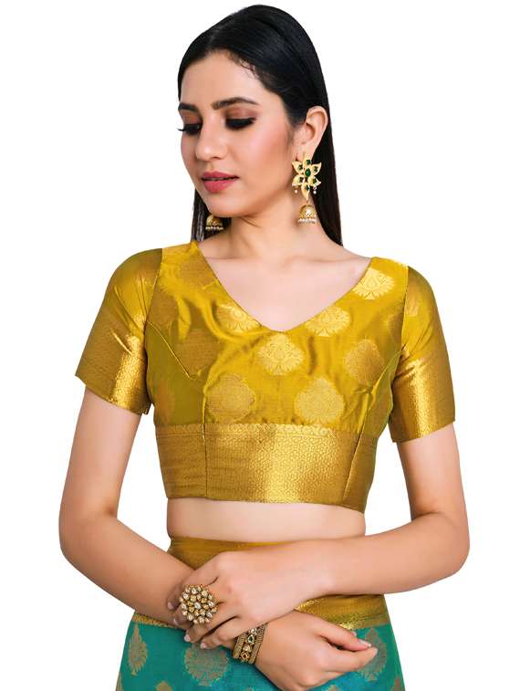 turquoise art silk kanjivaram saree with blouse - 17770718 -  Standard Image - 3