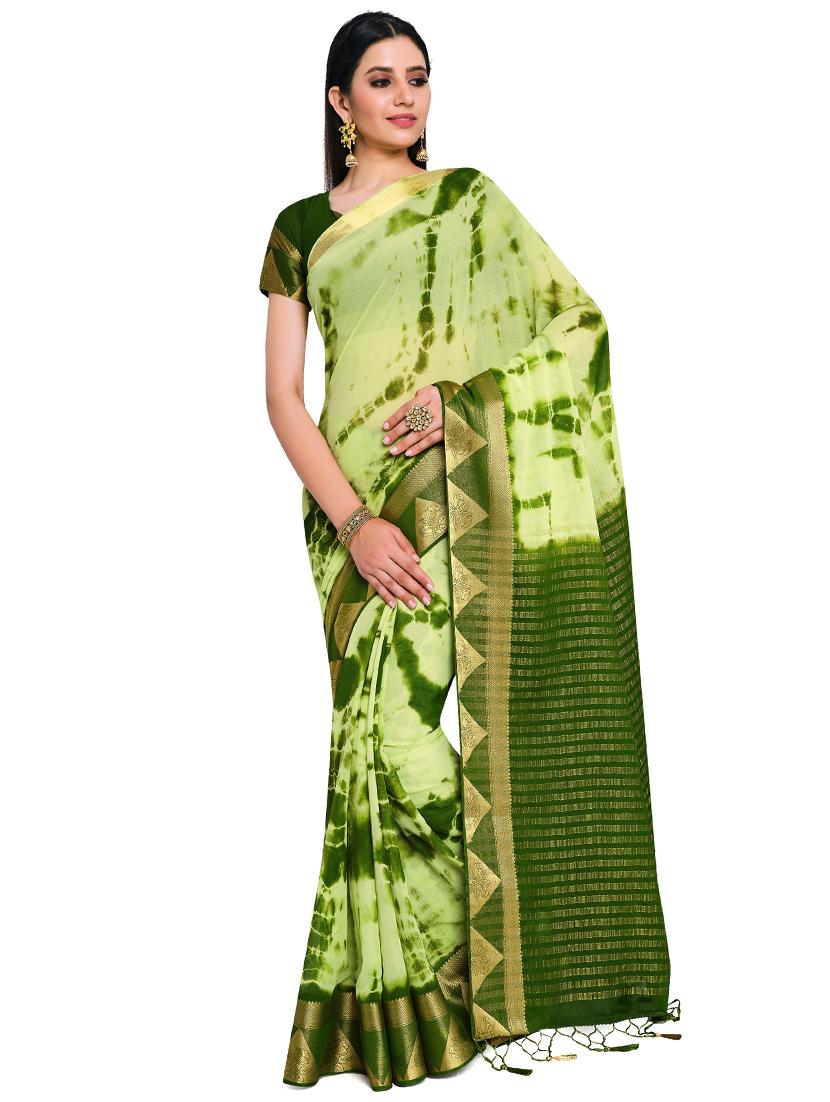tie & dye banarasi saree with blouse - 17770745 - Zoom Image - 0