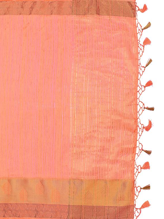 women's floral peach colored saree with blouse - 17770748 - Standard Image - 3