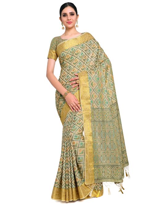 offwhite art silk patola saree with blouse - 17770755 - Standard Image - 0