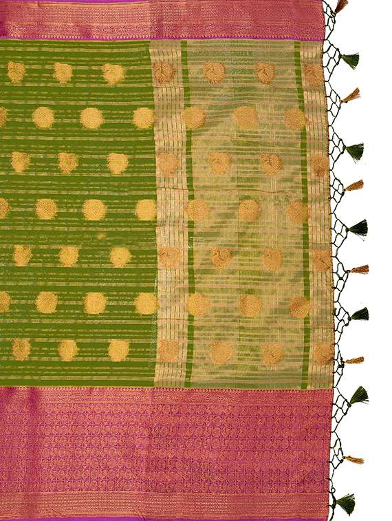 olive banarasi saree with blouse - 17770763 -  Standard Image - 3