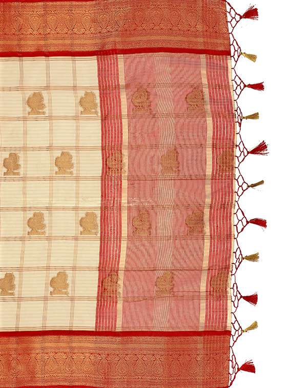 offwhite organza banarasi saree with blouse - 17770765 - Standard Image - 3