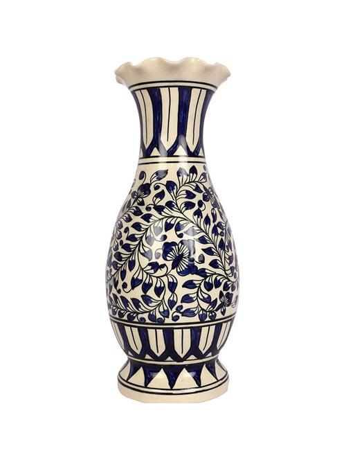 craftghar decorative ceramic flower vase for living room | 12 inch long vase | handmade flower vase ceramic - 17770885 - Standard Image - 0